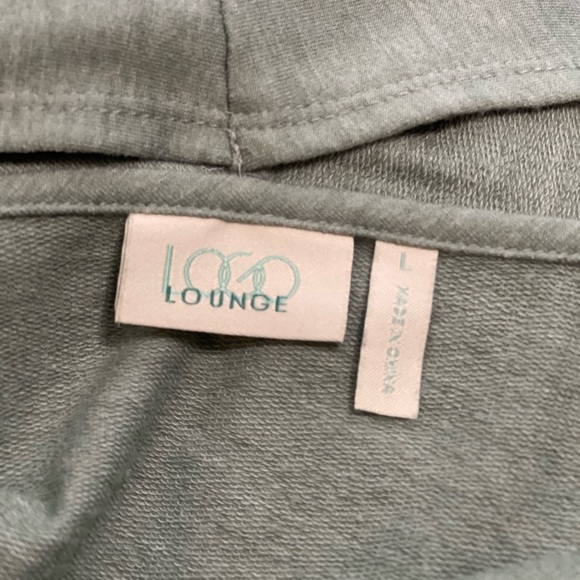 LOGO by Lori Goldstein Lounge Sage Green Open Cardigan Sweater W Pockets Size L - Picture 3 of 5